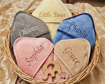 Custom Baby Hooded Bath Towel Personalized Name Embroidered 100% Cotton Newborn Gift Baby Shower Toddler Kids
