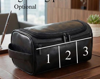 Custom Leather Dopp Kit Personalized Engraved | Mens Toiletry Bag Travel Gift | Groomsmen Best Man Wedding Father's Day
