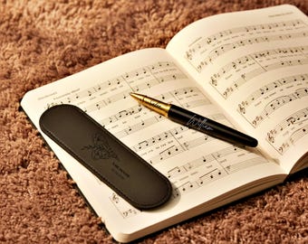 Custom Pen Gift Set Engraved | Personalized Leather Case | Groomsmen Wedding Birthday Father's Day Anniversary Gift Him
