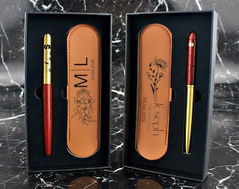 Personalized Luxury Pen | Custom Engraved with Leather Pouch | Groomsmen Wedding Gift Birthday Anniversary Present Him