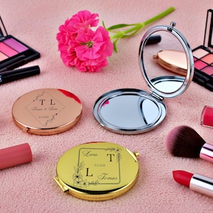 Engraved Bridesmaid Mirror | Personalized Compact Mirror Custom | Wedding Gift Bridal Party | Birthday Mother&#39;s Day Gift