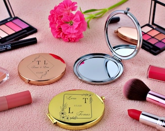 Engraved Bridesmaid Mirror | Personalized Compact Mirror Custom | Wedding Gift Bridal Party | Birthday Mother's Day Gift