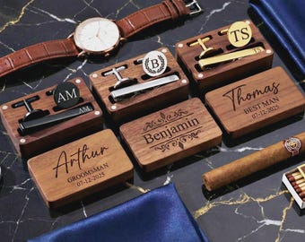 Custom cufflinks - Engraved Box Optional, personalized Wedding Day Cuff links for Groom groomsmen, Wood Anniversary Gift, Gift for Husband
