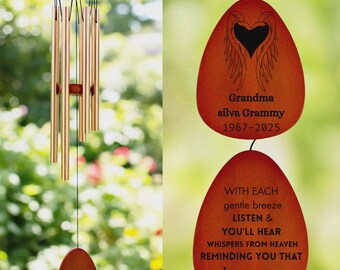 Memorial Wind Chimes Personalized | Engraved Sympathy Gift Loss of Parent | In Loving Memory Gift | Custom Remembrance Bereavement Chime