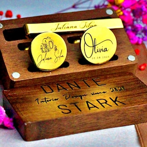 Father of the bride gift, personalized Wedding Day cufflinks, Custom Father&#39;s Day gifts, Father of Groom Gift, Gifts from Bride
