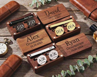 Personalized Engraved Groomsmen Gifts Engraved Box Optional, Cufflinks for Men Groom, Custom Grooms man Gift Best Man Cufflinks