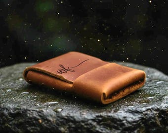 Personalized Handmade Leather Mens Wallet, Engraved Gift for Anniversary, Graduation, Dad, Boyfriend, Him, Husband, Father, Handwriting