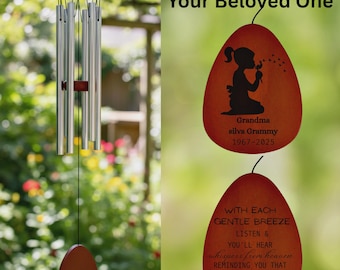 Custom Memorial Wind Chime, In Memory Sympathy Gift, Personalized Loss Tribute Keepsake for Loved Ones, Thoughtful Bereavement Present