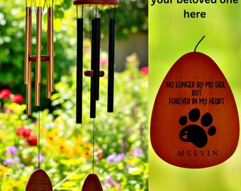 Personalized Dog Memorial Wind Chimes | Custom Pet Loss Sympathy Gift | Engraved Cat Remembrance | Rainbow Bridge Bereavement Tribute Gift