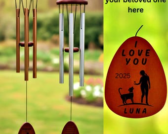Custom Pet Memorial Wind Chimes | Personalized Dog Cat Loss Gift | Engraved Sympathy Remembrance | Rainbow Bridge Bereavement Pet Tribute
