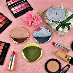 Bridesmaid Gift Mirror | Personalized Compact Mirror Engraved | Custom Wedding Gift | Bridal Party Birthday Mother&#39;s Day