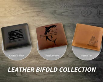 Custom Engraved Wallet | Personalized RFID Blocking Leather Bifold | Photo Handwriting Monogram | Gift for Husband Dad Men Groomsmen