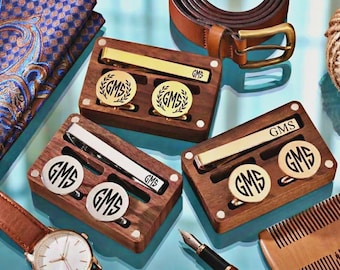 Custom Groomsmen Gifts, Groomsmen Proposal, Black Color & Initial Cufflinks, Wedding Gift, Cufflinks for Groom, Father, Best Man Proposal