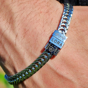 Father Gift, Custom Silver Bracelet For Dad With Kids Name, Personalize Daddy Bracelet, Family Jewelry, Famliy Name Bracelet, Husband Gift
