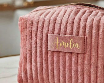 Velvet Cosmetic Bag Personalized Name Bridesmaid Gift Makeup Set | Custom Toiletry Pouch Travel | Wedding Birthday Gift Jewelry Box