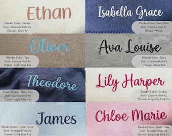 Personalisiert Babyparty Geschenk Babydecke Name | Gestrickte Baumwolle Neugeborenen Bestickt | Taufe Kinderdecke Monogramm