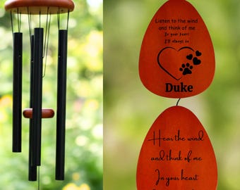 Dog Cat Memorial Wind Chimes Personalized | Custom Pet Loss Sympathy Gift Engraved | Rainbow Bridge Remembrance | Bereavement Fur Baby Gift