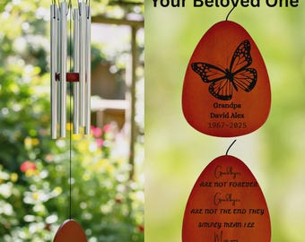 Personalized Sympathy Wind Chimes | Custom Memorial Gift Loss of Mother Father Grandma | Engraved Remembrance Bereavement Gift Loved One