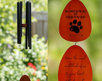 Custom Dog Memorial Wind Chimes Engraved | Pet Loss Sympathy Gift | Personalized Cat Memorial | Rainbow Bridge Remembrance Bereavement