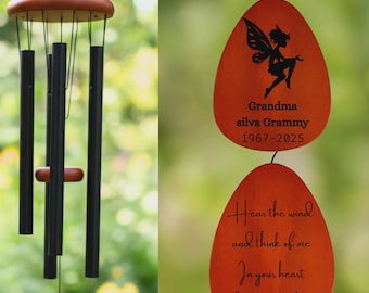 Custom Memorial Wind Chimes Engraved | Sympathy Gift Loss of Mother Father | Remembrance Gift Loved One | Personalized Bereavement Chimes