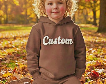 Custom Kids Name Hoodie 3D Puff Print | Personalized Children Sweatshirt | Raised Letter Design | Youth Cotton Pullover Birthday Gift