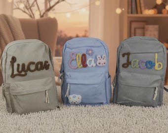 Personalized Kids Backpack | Custom Name Personalized Corduroy School Bag | 76 Icons 27 Colors | Toddler Preschool Gift | Back to School