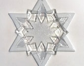 Fused Glass Star of David Ornament: white & clear - grandma gift, hanukkah gift, judaica decoration, fused glass ornament, fused glass art