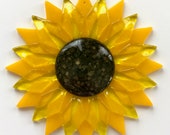 Fused Glass Two-Tone Yellow Sunflower Ornament/Suncatcher - gardener gift, fused glass flower, Mother's Day gift, summer birthday gift