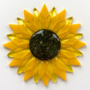 Fused Glass Two-Tone Yellow Sunflower Ornament/Suncatcher - gardener gift, fused glass flower, Mother's Day gift, summer birthday gift