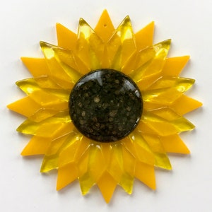 Fused Glass Two-Tone Yellow Sunflower Ornament/Suncatcher - gardener gift, fused glass flower, Mother&#39;s Day gift, summer birthday gift
