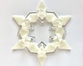 Fused Glass Snowflake Ornament / Suncatcher: warm white & clear - christmas decoration, fused glass star, skier gift, december birthday