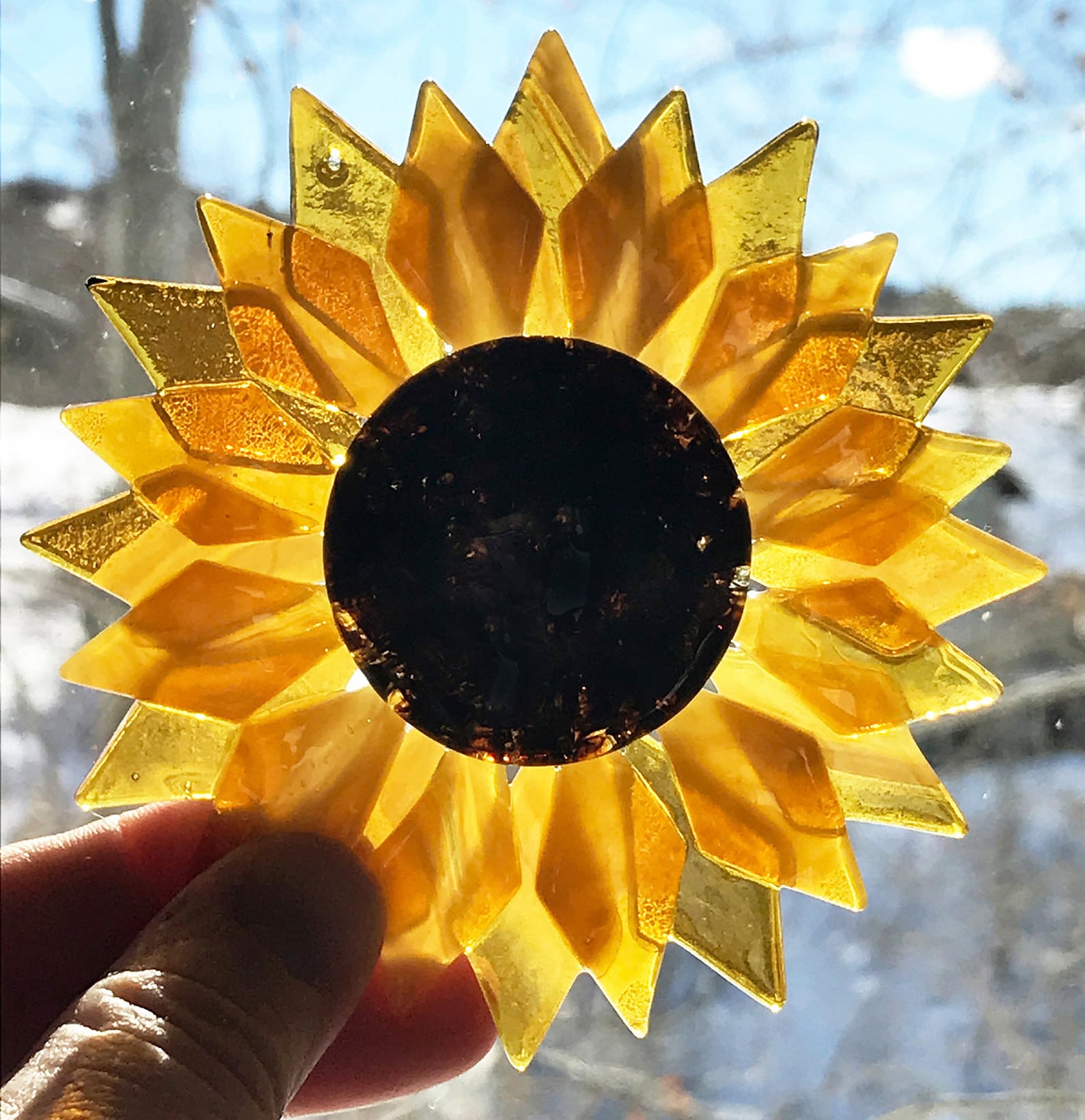 Fused Glass Gold Sunflower Ornament/suncatcher Gardener Etsy