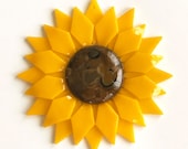 Fused Glass Yellow Sunflower Ornament/Suncatcher - gardener gift, fused glass flower, christmas ornament, Valentines Day gift, birthday gift