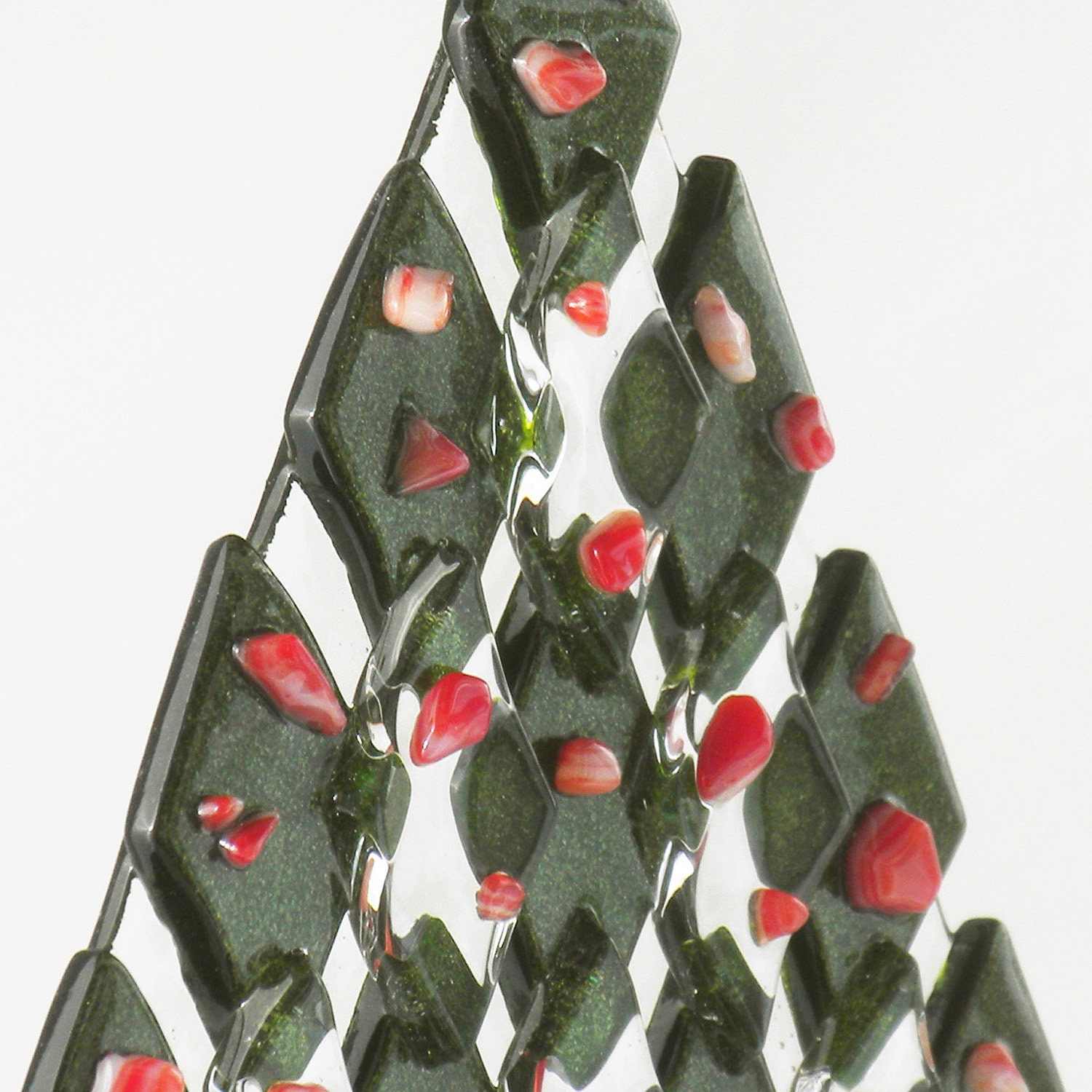 Fused Glass Christmas Tree Ornament: Glittery Holiday Suncatcher ...