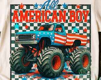 All American Boy PNG, Retro 4th of July, Kids Patriotic Design (Digital Download)