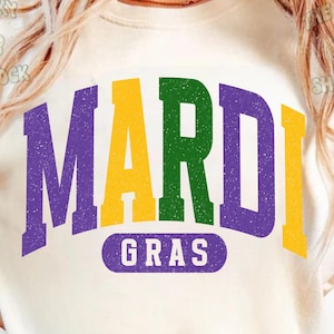 Mardi Gras Svg, Mardi Gras Png, Mardi Gras Varsity Png, Luisiana Svg, Flor de lis Png, Mardi Gras Shirt png, Retro Mardi Gras Png imagen 2