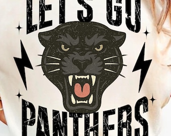 レッツゴー・パンサーズ PNG | パンサーズマスコットフットボールチームスピリットクリップアート | チアリーダーゲームデースクールプライド昇華プリントTシャツデザイン