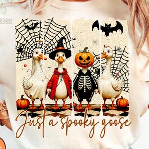 Just a Spooky Goose PNG, Halloween Goose Clipart, Trick or Treat Goose, Cute Halloween PNG, Retro Goose Shirt Design, Goose Halloween PNG