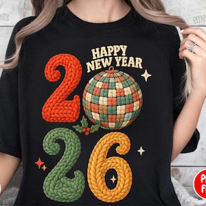 Happy New Year 2026 PNG, Crochet Yarn Christmas png design, New Year Party Sublimation Design, Christmas Latch Hook png, Christmas new year