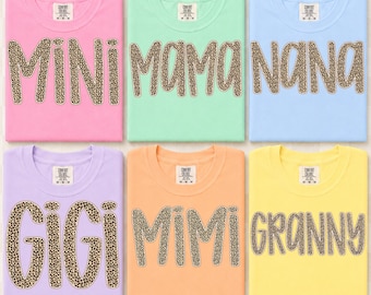 Preppy Leopard Mama Gigi Mimi Nana PNG Bundle, Trendy Leopard Text Mom Grandma Shirts, Neutral Aesthetic Sublimation PNG