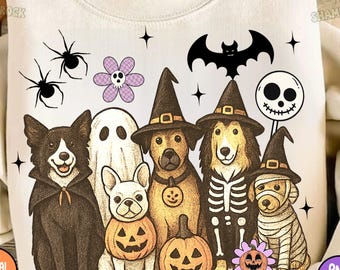 Spooky Halloween Dogs PNG, Cute Dog Halloween Clipart, Spooky Season png, Halloween shirt png design, Trick or Treat Dog, Halloween Animals