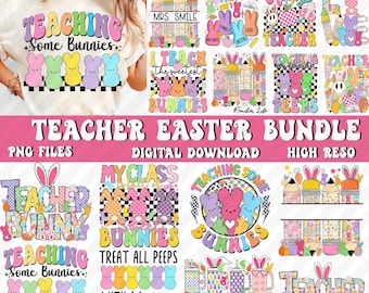Teacher Easter PNG Bundle, Bunny Sublimation Designs (Digital Download)