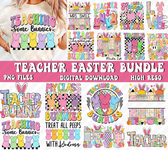 Teacher Easter Png Bundle, Easter Teacher png, Easter Bunny Png, Teacher Png, Teacher bunny png, Easter Sublimation png, Easter png bundle