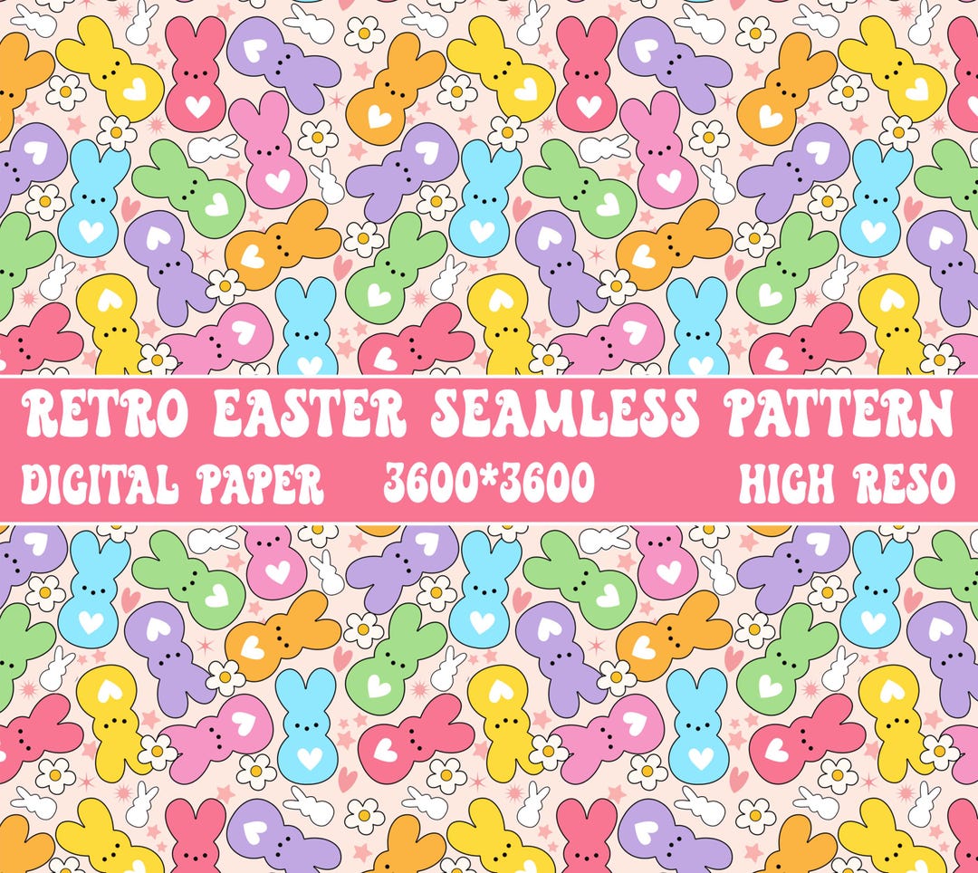 Pastel Easter Bunny Seamless Pattern, Kids Fabric Design (digital ...