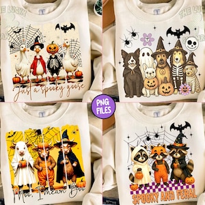 Halloween Animals PNG Bundle, Cute Spooky Clipart, Ghost Animal Sublimation, Fall Animal Shirt png, Trick or Treat Bundle, Spooky season png
