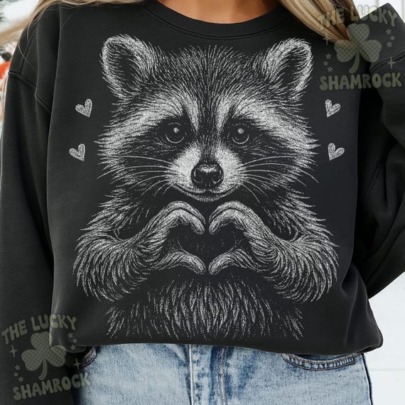 Valentine Raccoon PNG, Cute Raccoon Love Design, Retro Valentine png, Valentine Raccoon Shirt Design, Feral But Cute Valentine Shirt Png