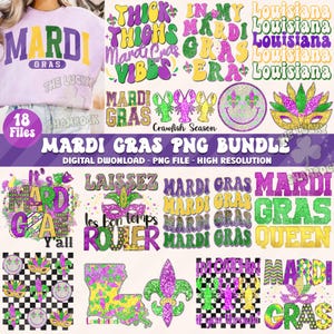 Mardi Gras Bundle Png, Mardi Gras Faux Embroidery, Glitter Mardi Gras Png, Mardi Gras png,  Glitter Png, Louisiana png, Mardi gras shirt png