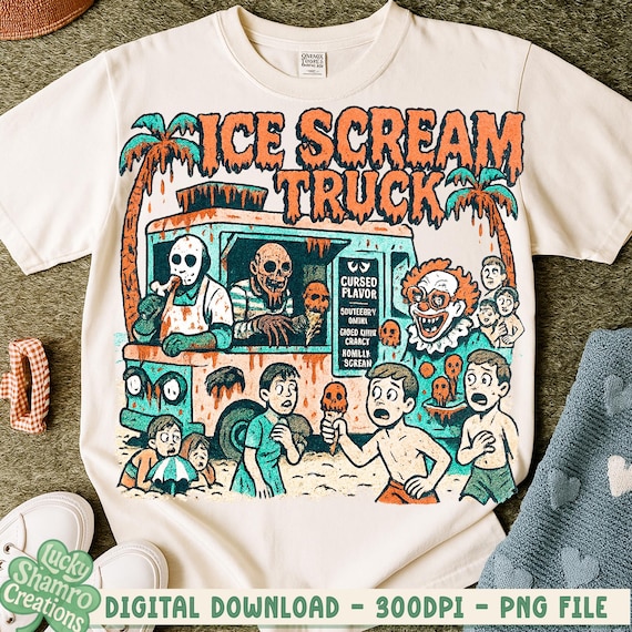 Ice-Scream Truck Png, Retro Halloween png, Horror Movie Png, Horror Halloween Sublimation, Scary Movie Png, Horror Png, Download Trendy Png