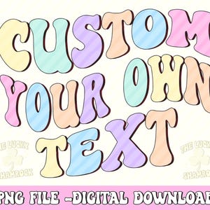 Texto retro ondulado personalizado en formato PNG, fuente colorida (descarga digital)