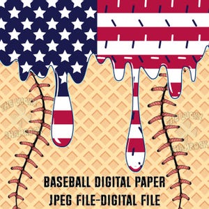 USA Flag Ice Cream Drip Baseball Digital paper, Ice Cream Drip Home Plate, USA Flag Drip Paper, Drip Usa Flag Baseball sublimation, Baseball